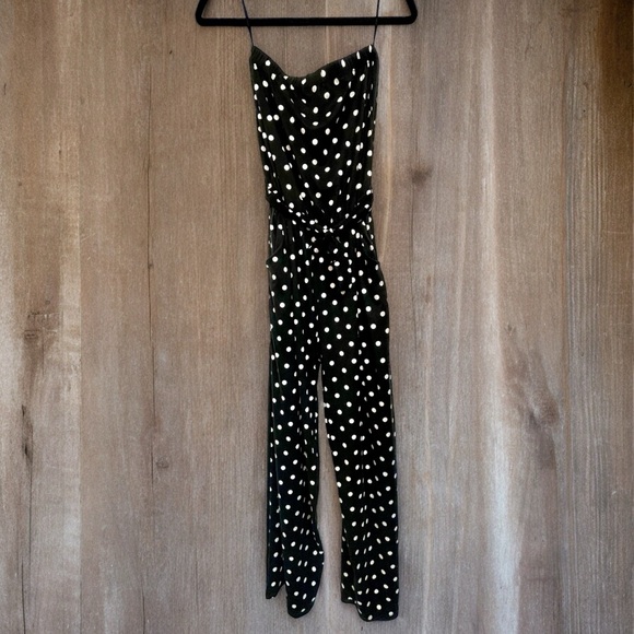 Pants - New boutique black jumpsuit with white polka dots medium